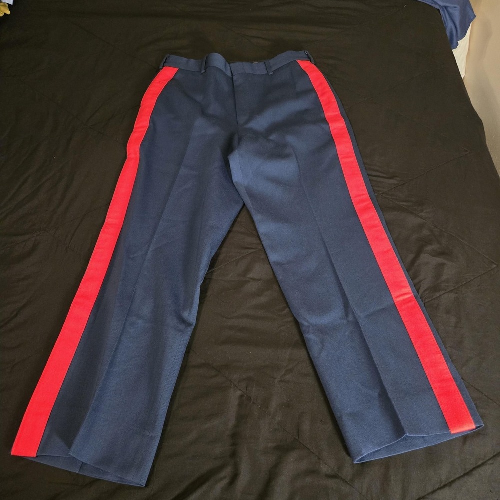 Flying Cross Dress Blues Pant Mens 36x32 Blue Wool USMC Red Stripe USA Military